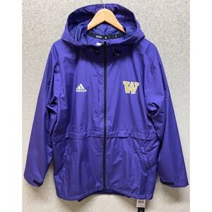 NWT Adidas Mens Washington Huskies Game Mode Rain Jacket Purple Outdoor Large